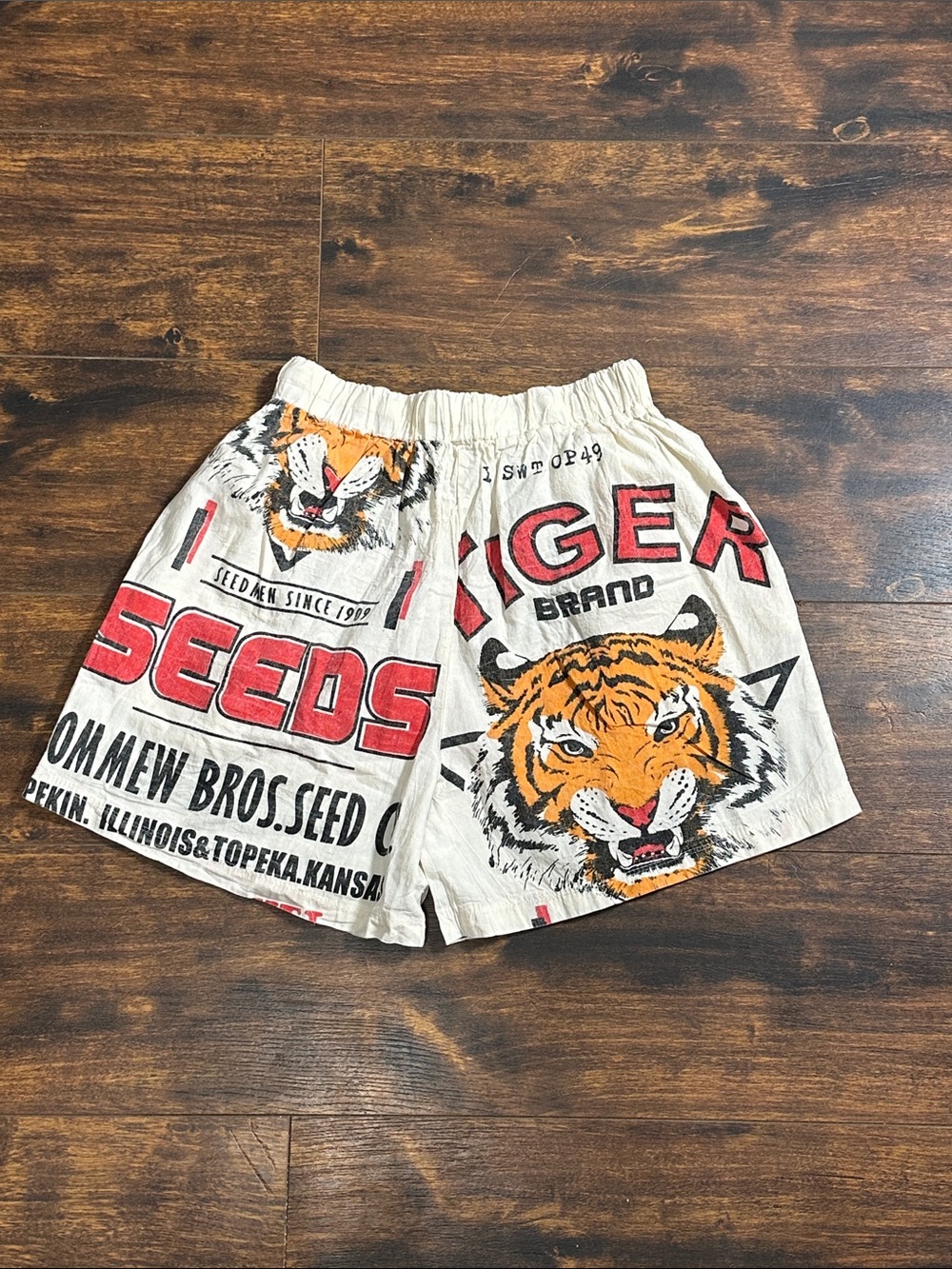 π― Vintage Tiger Seed Sack Boxer Shorts Elastic Drawstring! π - Picture 4 of 7